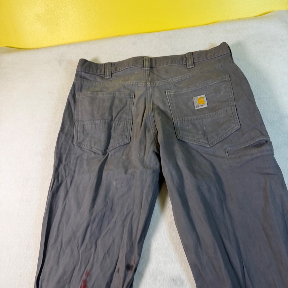 Carhartt‎ Mens Relaxed Fit Canvas Carpenter Work Pants Gray 33x32 Distressed